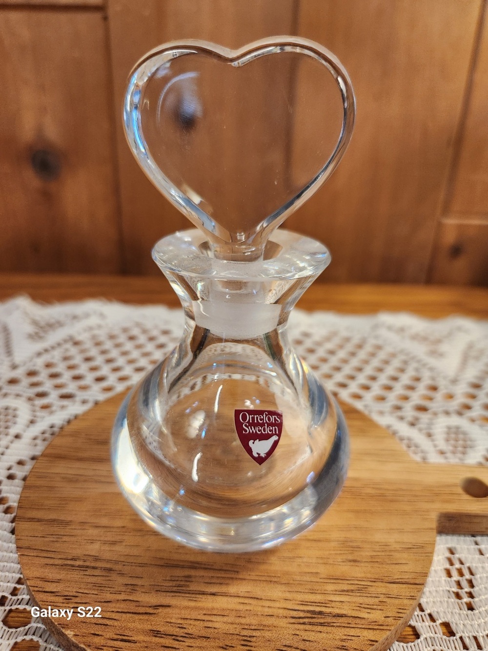 Orrefores Sweeden Perfume Bottle with Heart Shaped Stopper